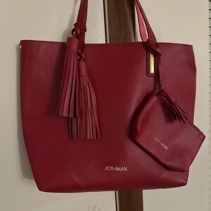 Joy & Iman Bold Red Clutch with Tassel